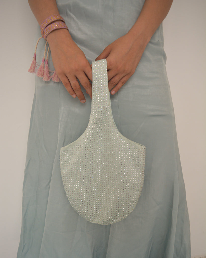 RHINESTONES BAG IN HAZE BLUE