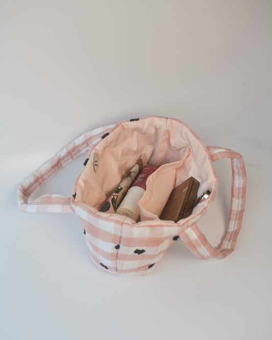 PUFFY BLACK HEARTS MINI BAG