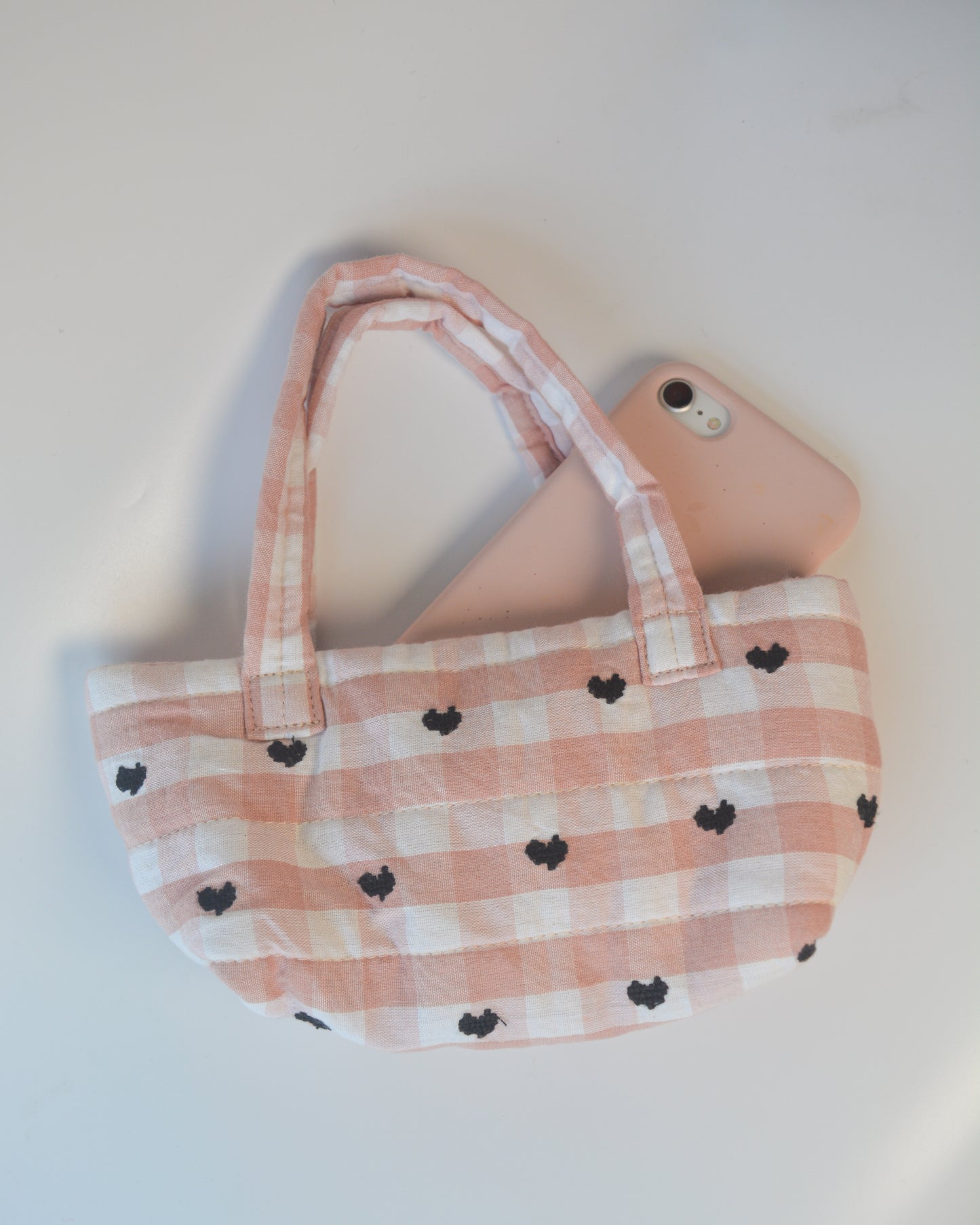 PUFFY BLACK HEARTS MINI BAG