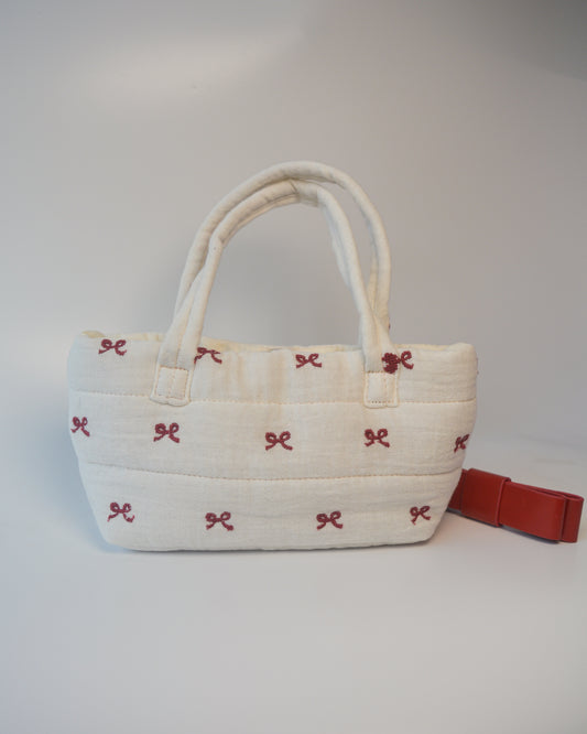 PUFFY RED BOWS MINI BAG
