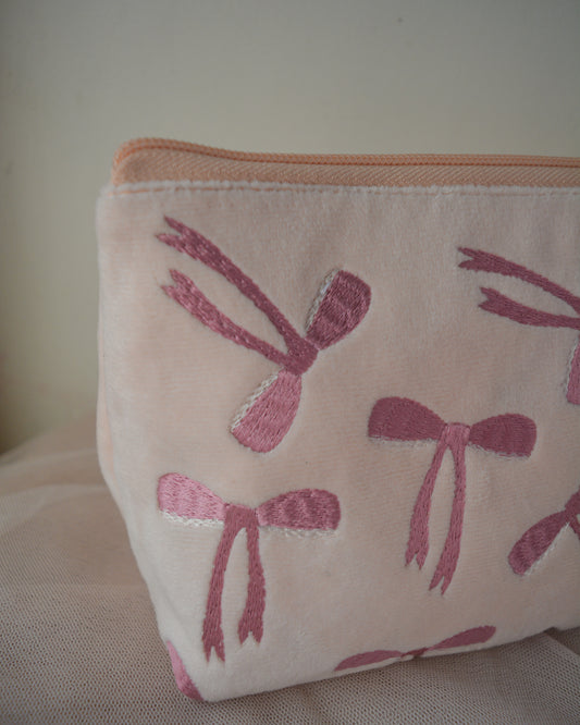 PINK BOWS TOILETRY POUCH