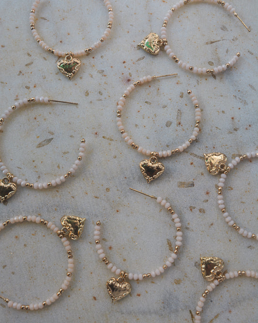 HEART CHARM HOOP EARRINGS