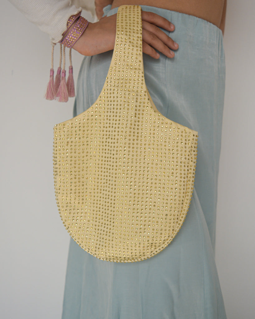RHINESTONES BAG IN MELLOW YELLOW