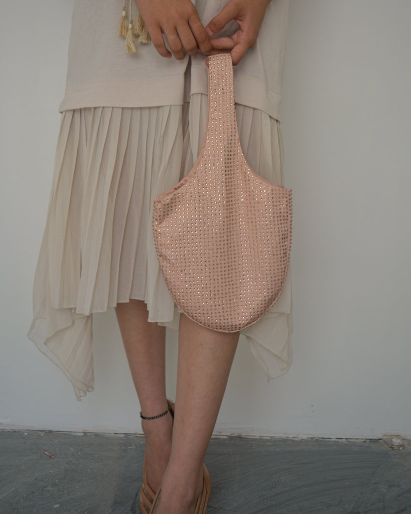RHINESTONES BAG IN OLD ROSE