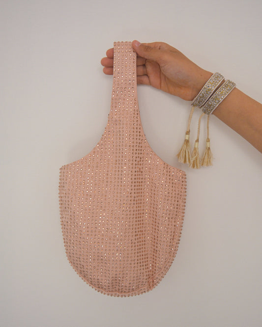 RHINESTONES BAG IN OLD ROSE