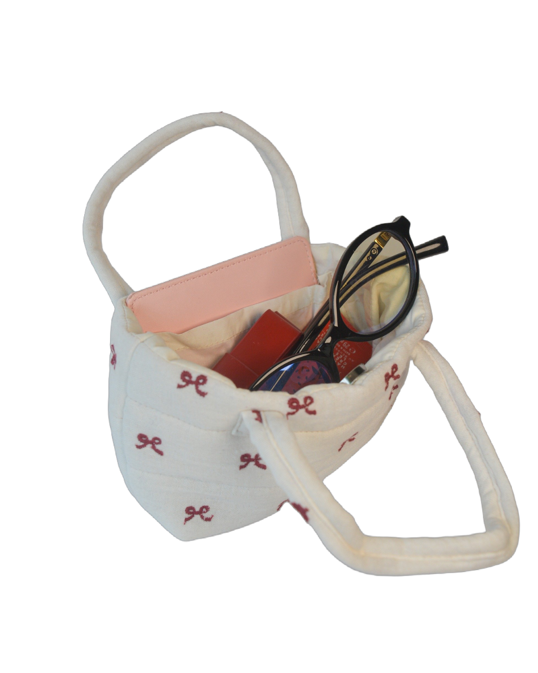 PUFFY RED BOWS MINI BAG