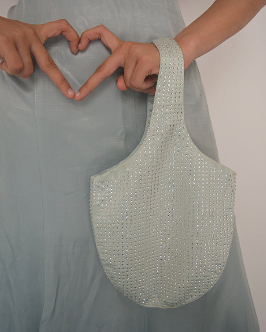 RHINESTONES BAG IN HAZE BLUE