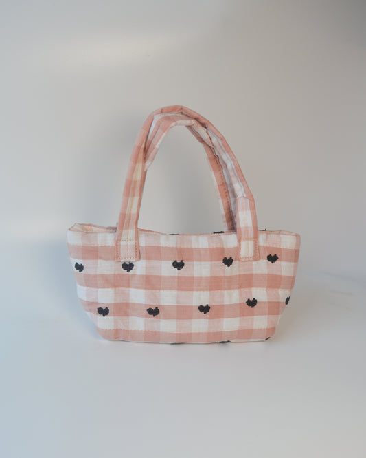 PUFFY BLACK HEARTS MINI BAG