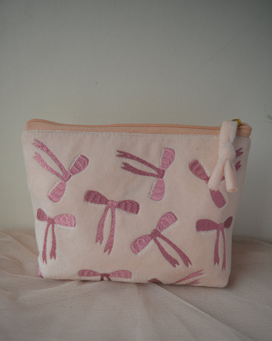 PINK BOWS TOILETRY POUCH