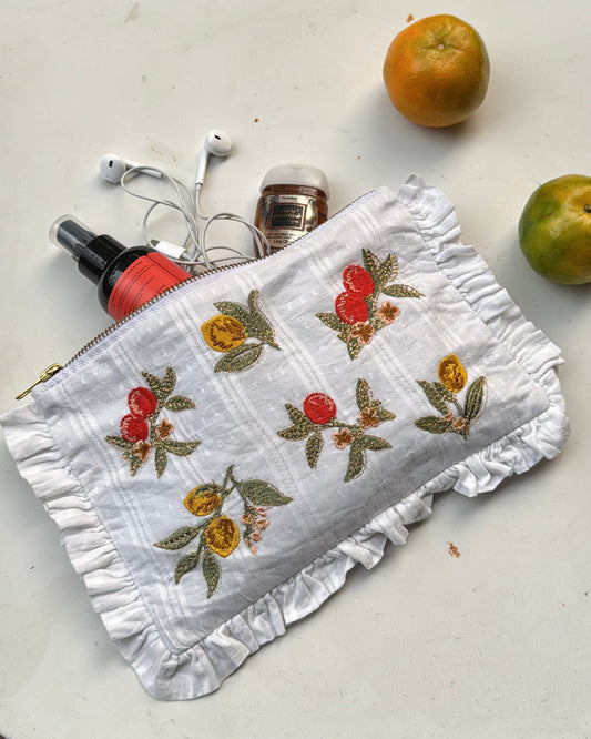 CITRUS BLOOM FRILL POUCH PURSE