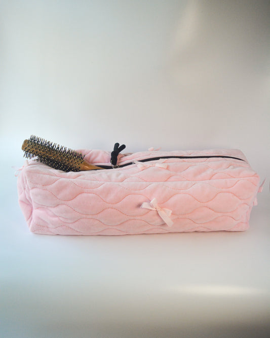PINK BOWS QUILTED LONG SECTIONS POUCH