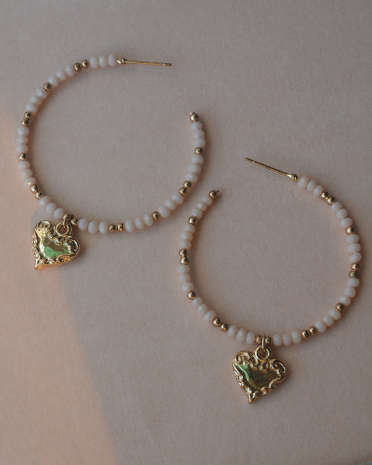 HEART CHARM HOOP EARRINGS