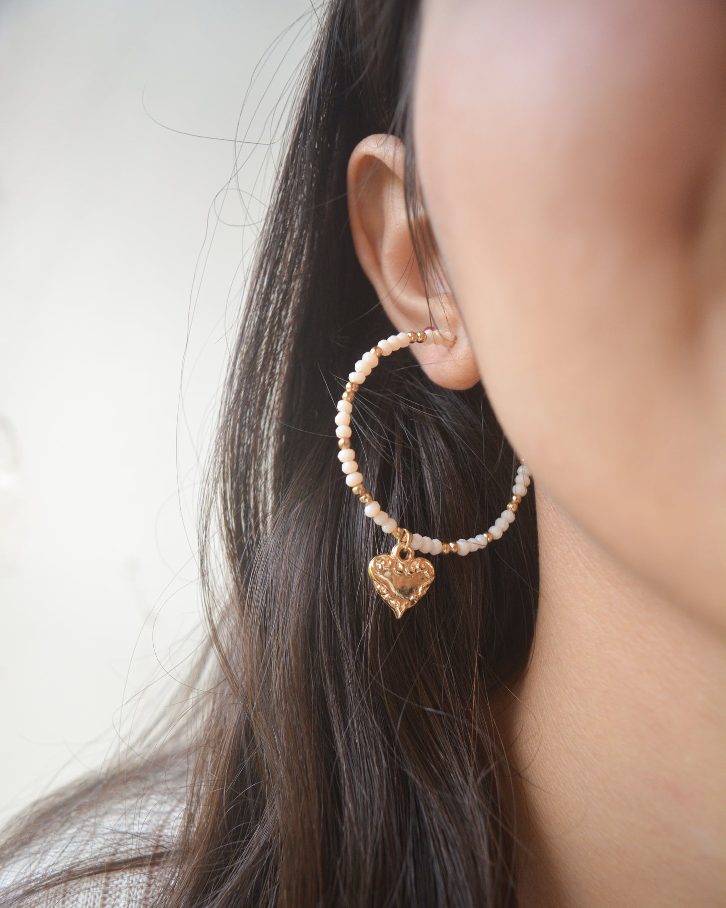 HEART CHARM HOOP EARRINGS