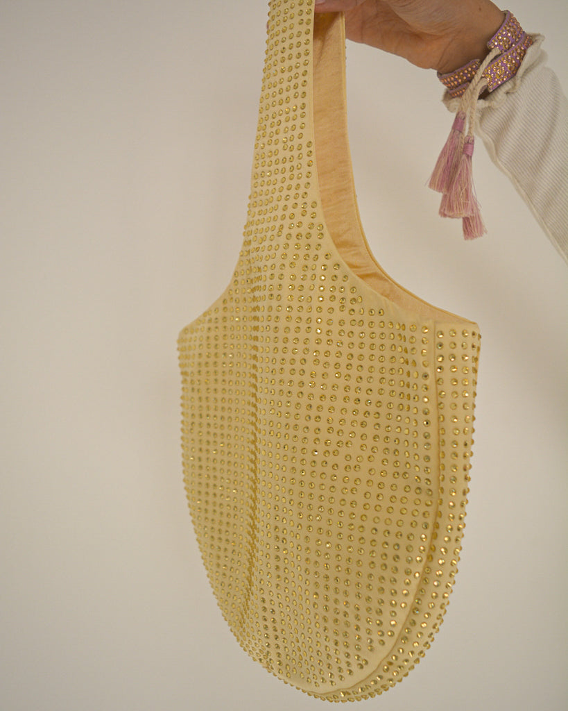 RHINESTONES BAG IN MELLOW YELLOW