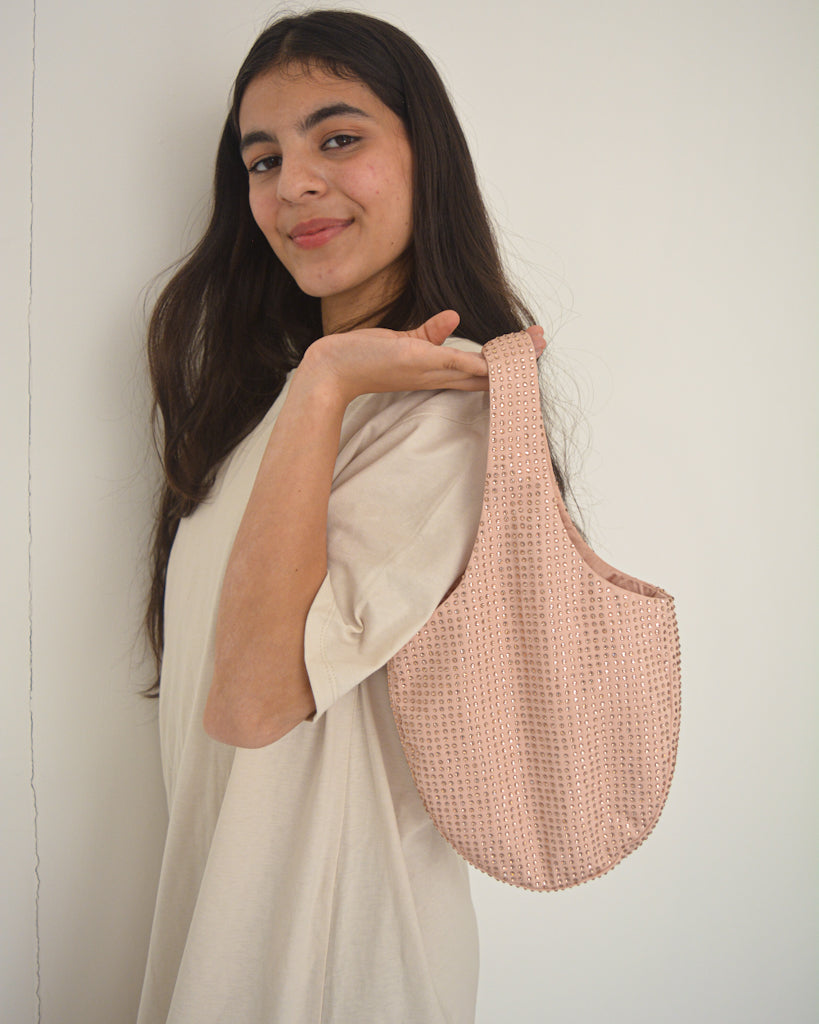 RHINESTONES BAG IN OLD ROSE