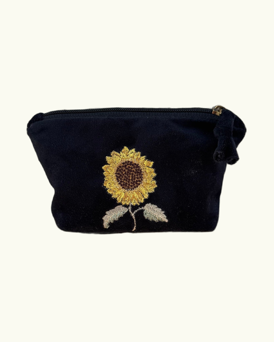 SUNFLOWER COIN PURSE IN BLACK